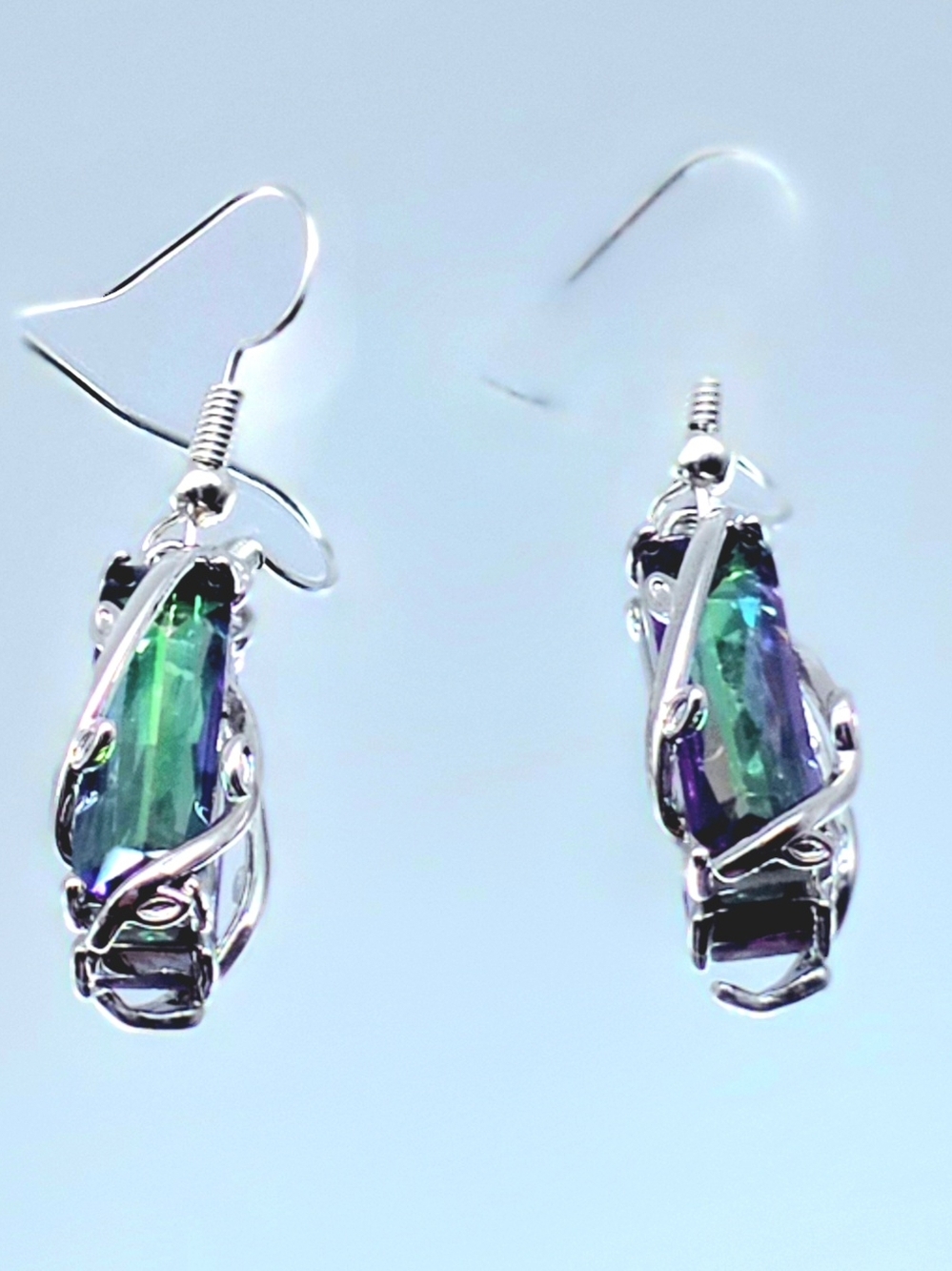 Mystic Cubic Zircon Dangle Earrings Silver-filled